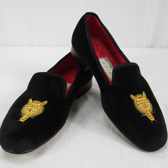 Berk Burlington Arcade London Shoes - Berk Burlington Arcade Black Velvet Smoking Flats